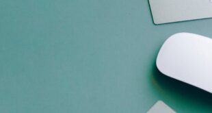 Flat lay of a shopping cart, phone with SALE display, and payment cards on a green background.