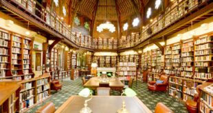 Explore the intricate and historic interior of Oxford Union Library, a renowned literary hub in England.
